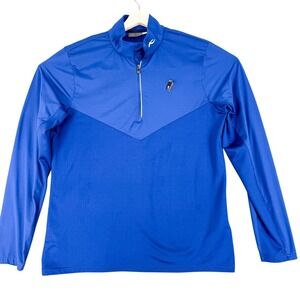 KJUS Ace Midlayer Pullover Mens XL Blue 1/4 Zip Golf Long Sleeve UPF50+ Stretch